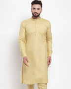 Jompers Men Beige Solid Kurta Only | Grocsy