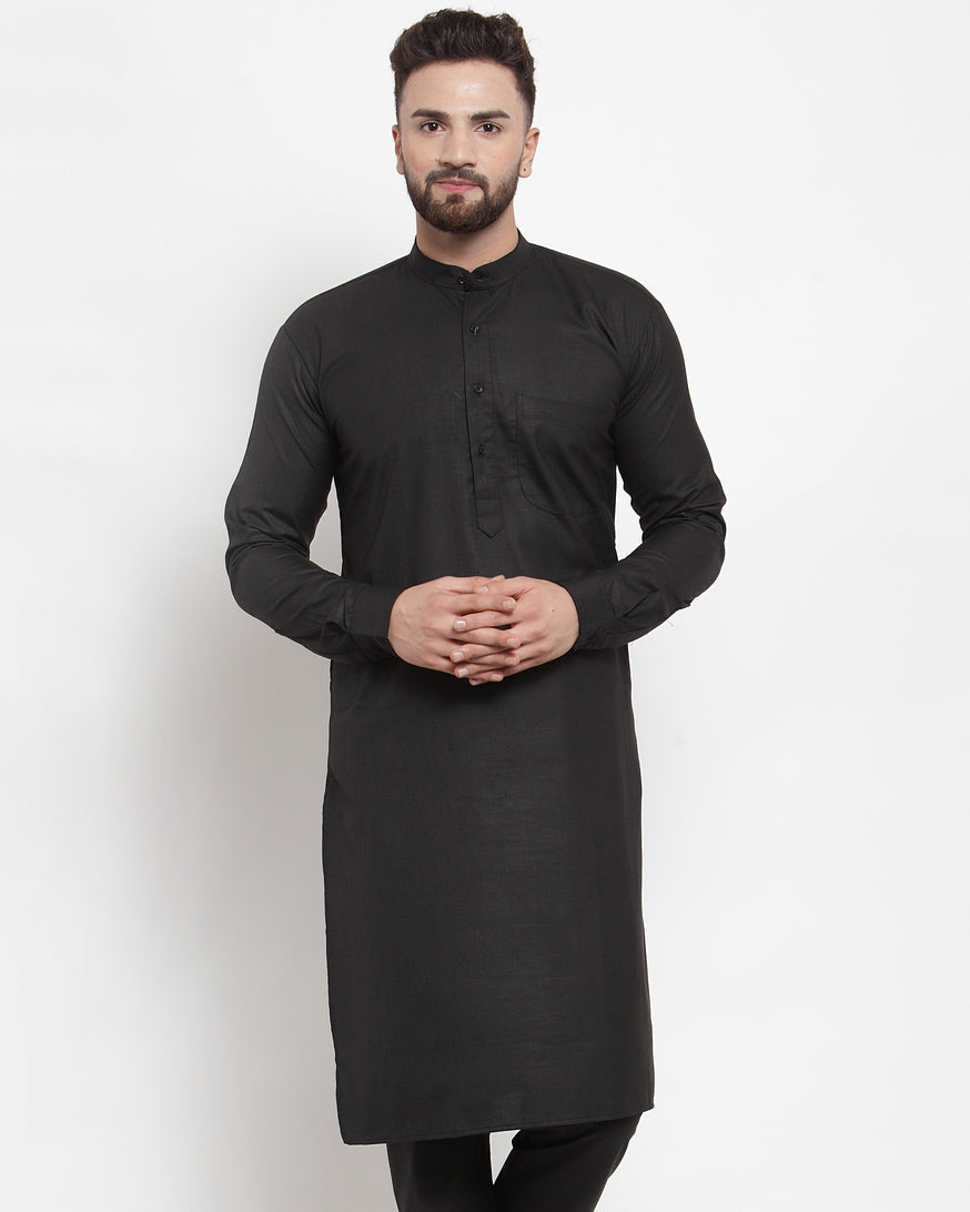 Jompers Men Black Solid Kurta Only | Grocsy