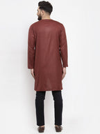 Jompers Men Maroon Solid high-low Kurta | Grocsy