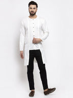 Jompers Men White Solid high-low Kurta | Grocsy