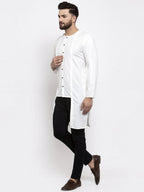 Jompers Men White Solid high-low Kurta | Grocsy