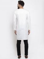 Jompers Men White Solid high-low Kurta | Grocsy