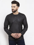 Jompers Men Black Solid Straight Short Kurta | Grocsy