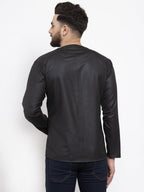 Jompers Men Black Solid Straight Short Kurta | Grocsy