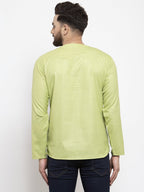 Jompers Men Green Solid Straight Short Kurta | Grocsy