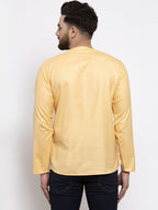 Jompers Men Mustard Solid Straight Short Kurta | Grocsy