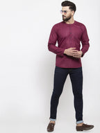 Jompers Men Purple Solid Straight Short Kurta | Grocsy