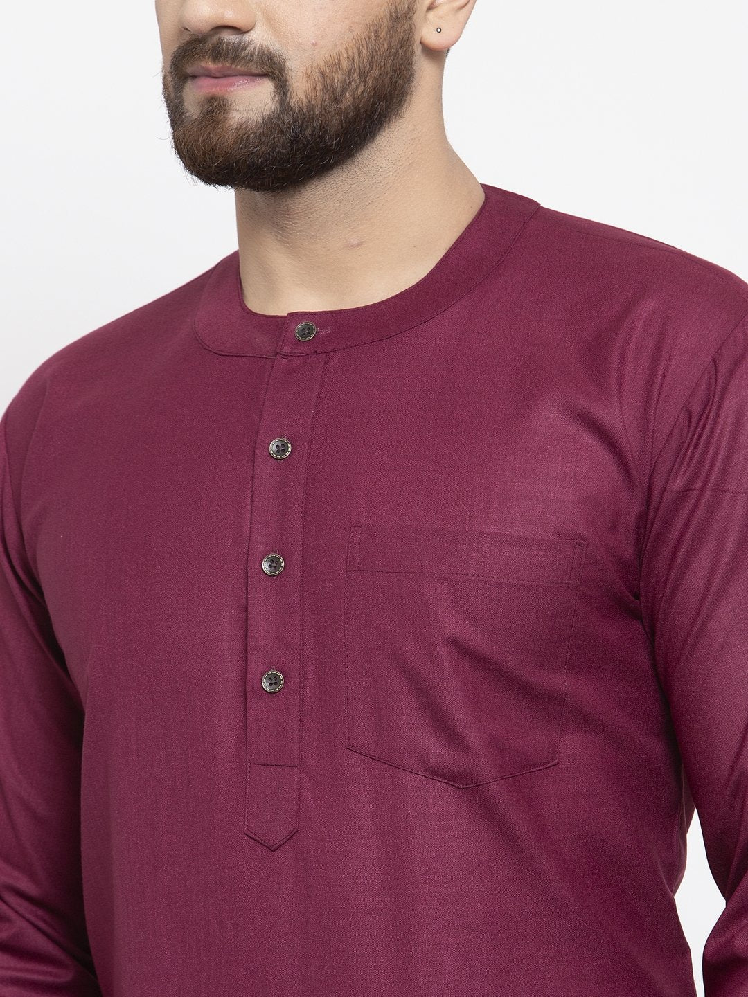Jompers Men Purple Solid Straight Short Kurta | Grocsy