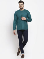 Jompers Men Teal Solid Straight Short Kurta | Grocsy