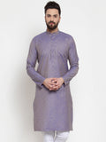 Jompers Men's Blue & White Self Design Kurta Only | Grocsy
