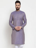 Jompers Men's Blue & White Self Design Kurta Only | Grocsy