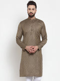 Jompers Men Bronze & White Self Design Kurta Only | Grocsy