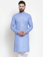 Jompers Men Blue Self-design Kurta Only | Grocsy