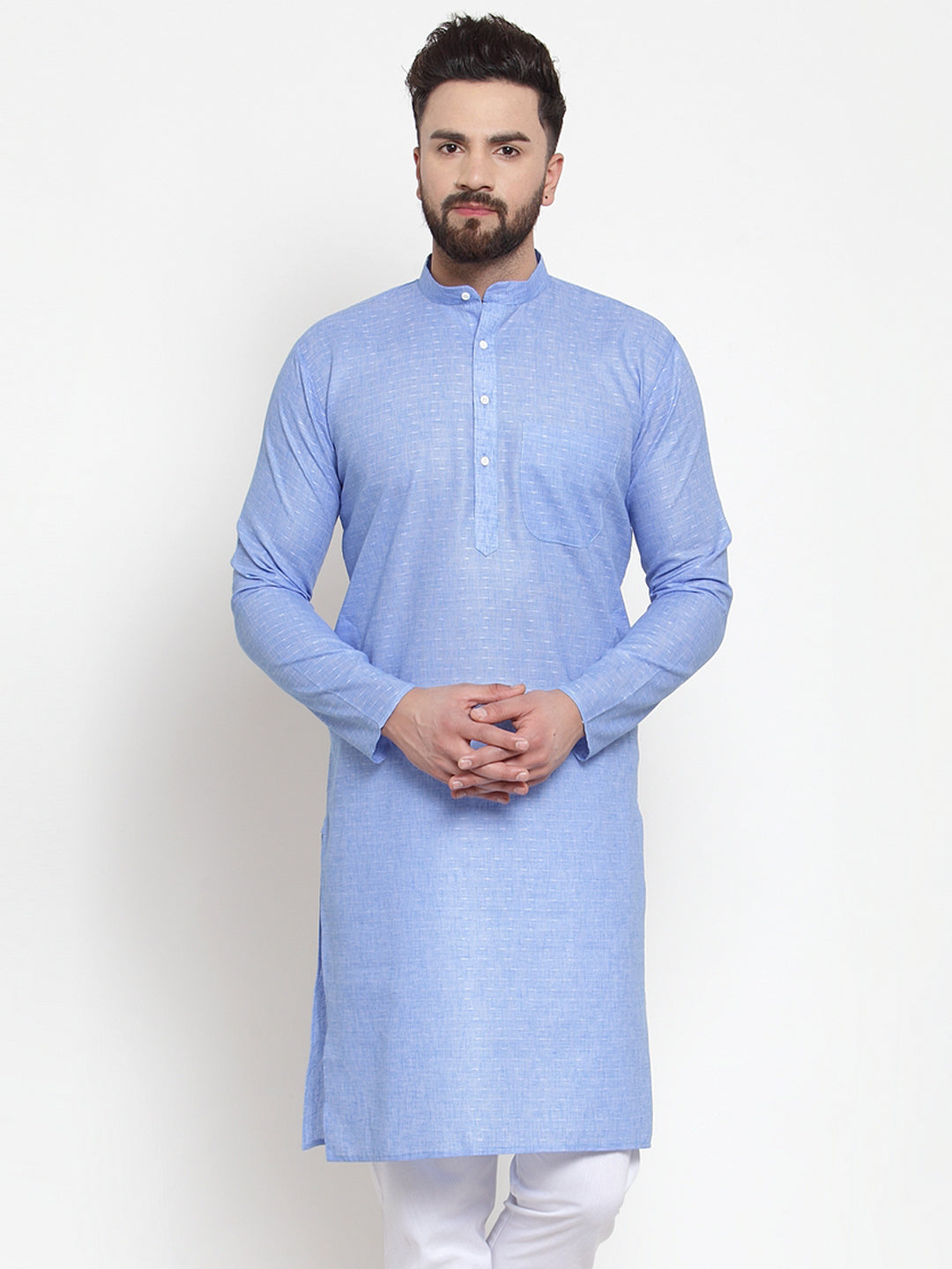 Jompers Men Blue Self-design Kurta Only | Grocsy
