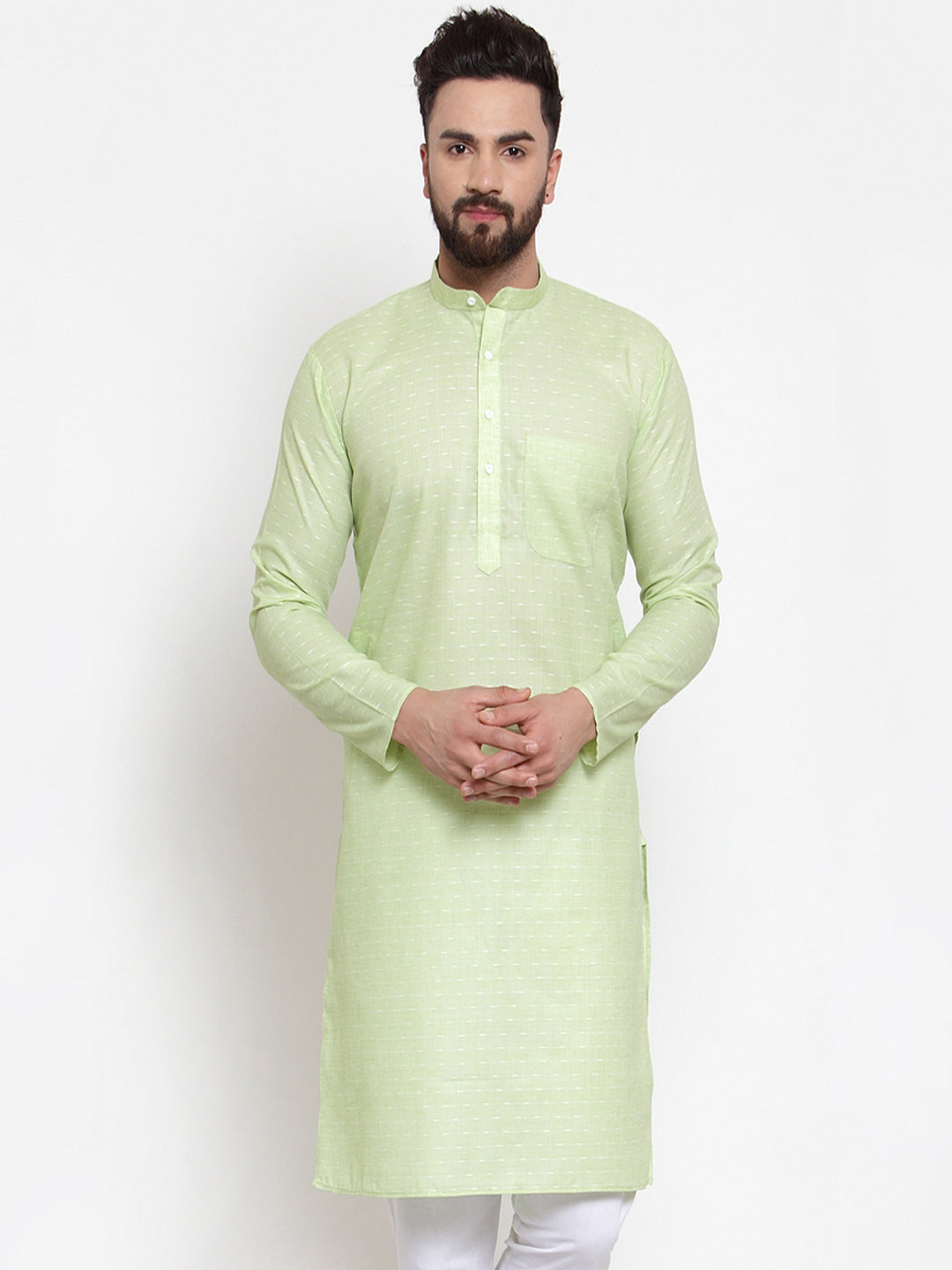 Jompers Men's Green Self-design Kurta Only | Grocsy