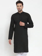 Jompers Men's Black Cotton Solid Kurta Only | Grocsy
