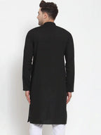 Jompers Men's Black Cotton Solid Kurta Only | Grocsy