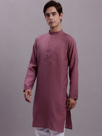 Jompers Men's Cotton Solid Kurta - Magenta | Grocsy