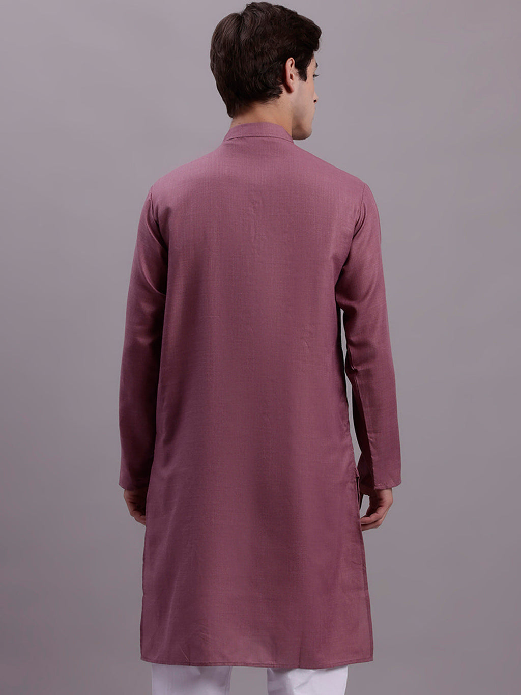 Jompers Men's Cotton Solid Kurta - Magenta | Grocsy