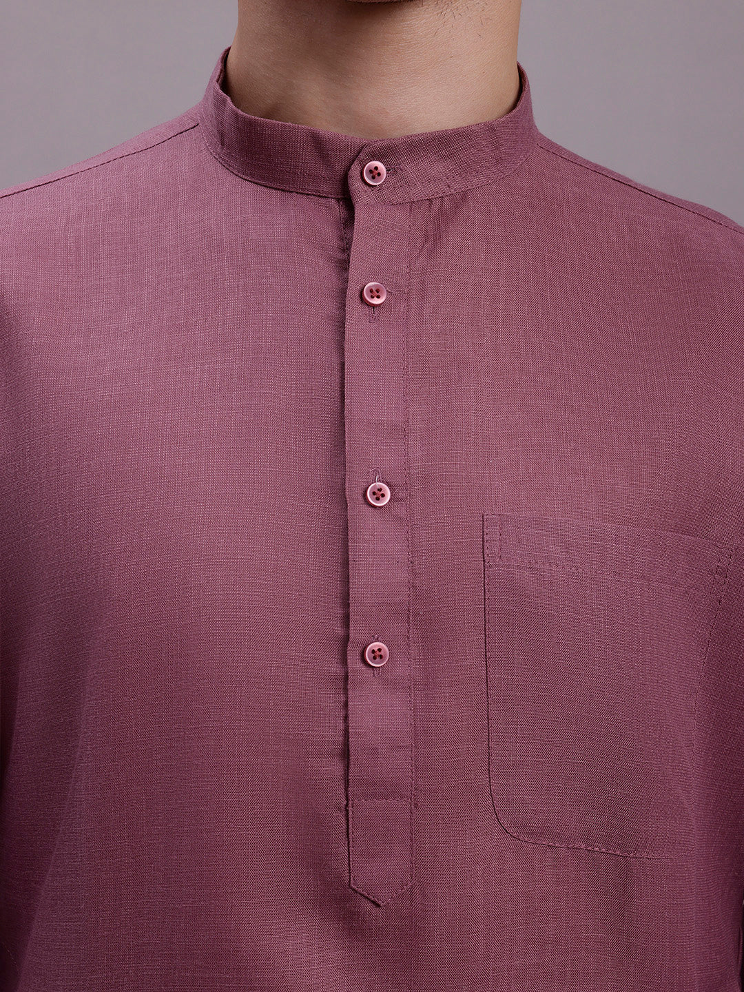Jompers Men's Cotton Solid Kurta - Magenta | Grocsy