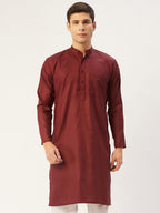 Jompers Men's Maroon Cotton Solid Kurta Only | Grocsy