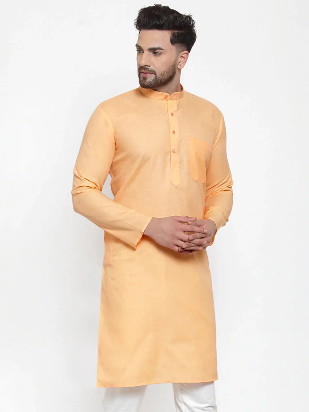 Jompers Men's Orange Cotton Solid Kurta Only | Grocsy