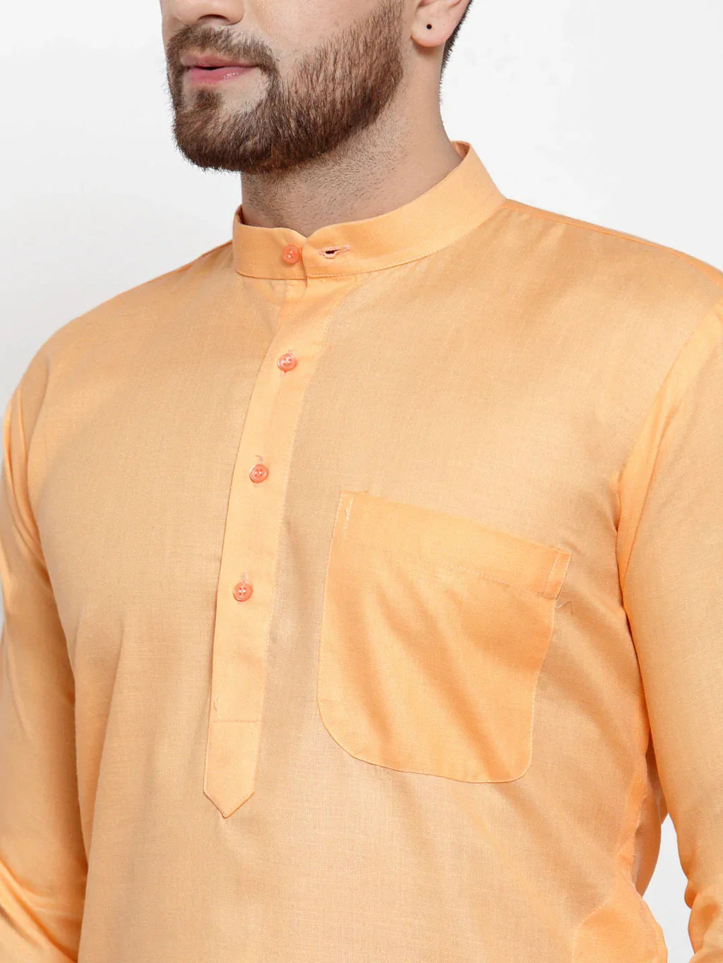 Jompers Men's Orange Cotton Solid Kurta Only | Grocsy