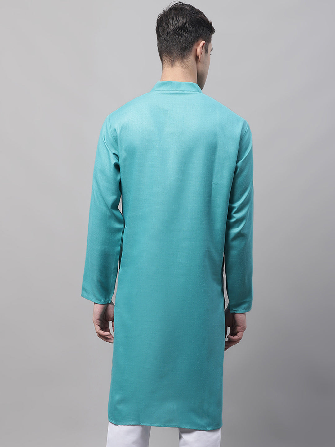 Jompers Men's Cotton Solid Kurta - Rama | Grocsy