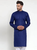 Jompers Men's Royal Blue Cotton Solid Kurta Only | Grocsy