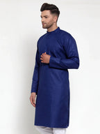 Jompers Men's Royal Blue Cotton Solid Kurta Only | Grocsy