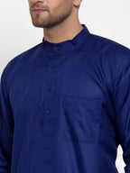 Jompers Men's Royal Blue Cotton Solid Kurta Only | Grocsy