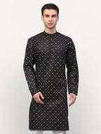 Jompers Men's Black Printed Cotton Kurta Only | Grocsy