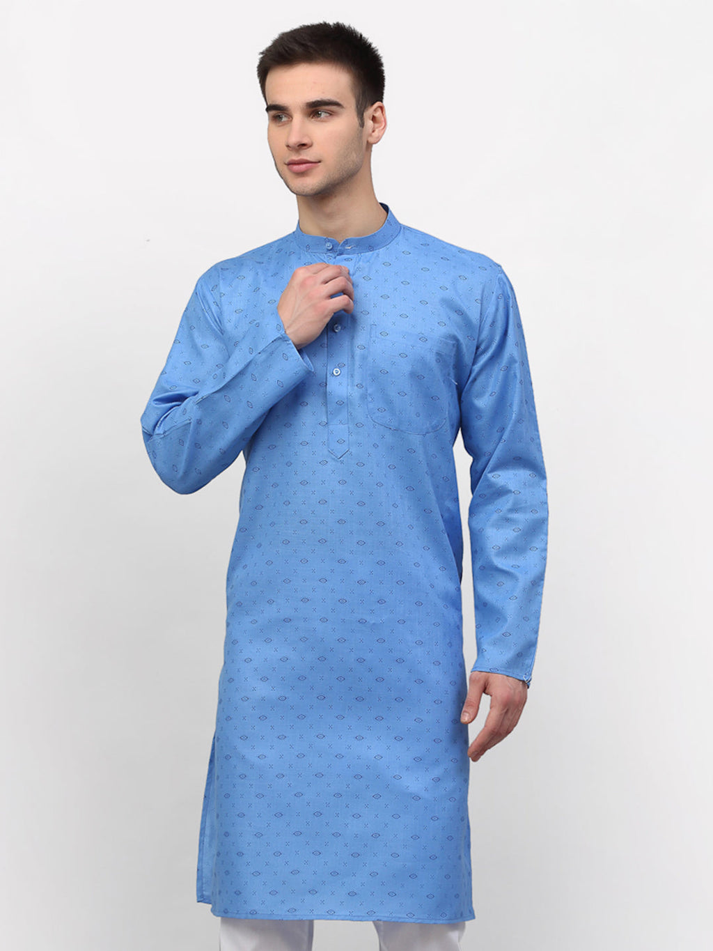 Jompers Men's Sky Printed Cotton Kurta Only | Grocsy