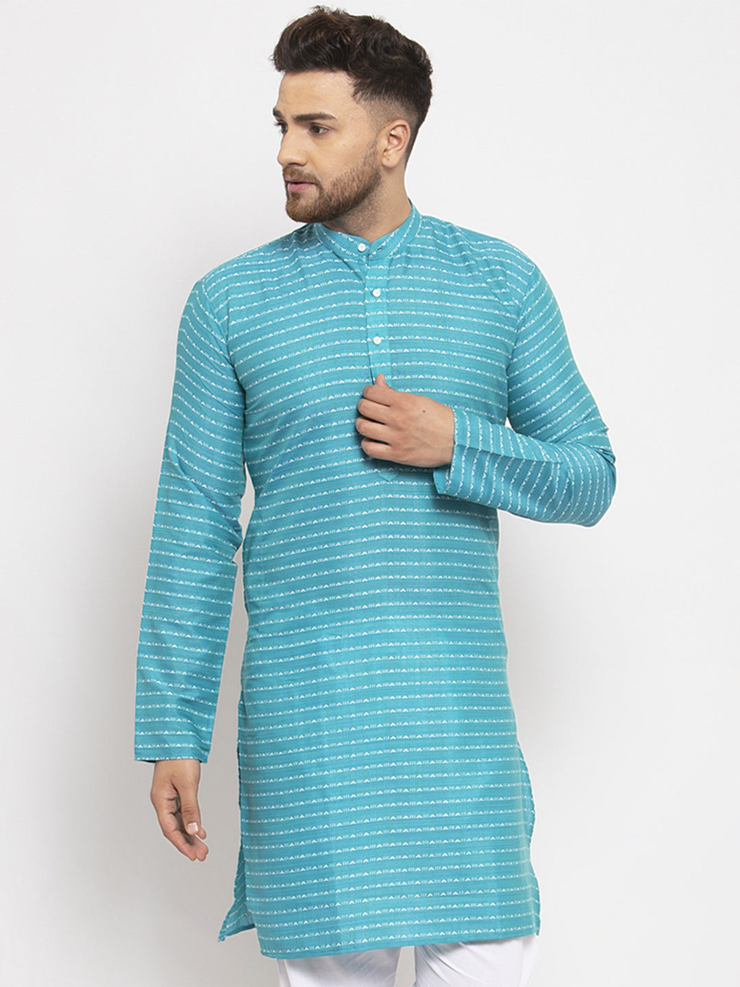 Jompers Men's Blue Printed Blue Kurta Only | Grocsy