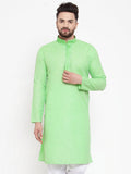 Jompers Men Green & White Embroidered Kurta Only | Grocsy