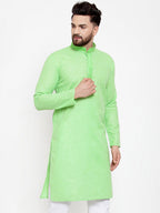 Jompers Men Green & White Embroidered Kurta Only | Grocsy