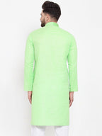 Jompers Men Green & White Embroidered Kurta Only | Grocsy