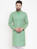 Jompers Men Sea Green & White Embroidered Kurta Only | Grocsy