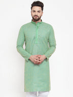 Jompers Men Sea Green & White Embroidered Kurta Only | Grocsy