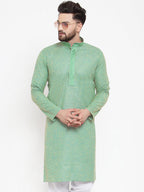 Jompers Men Sea Green & White Embroidered Kurta Only | Grocsy