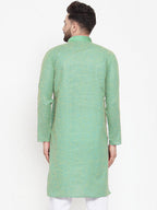 Jompers Men Sea Green & White Embroidered Kurta Only | Grocsy