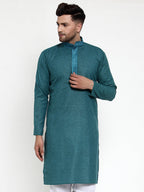 Jompers Men's Teal Woven Kurta Only | Grocsy