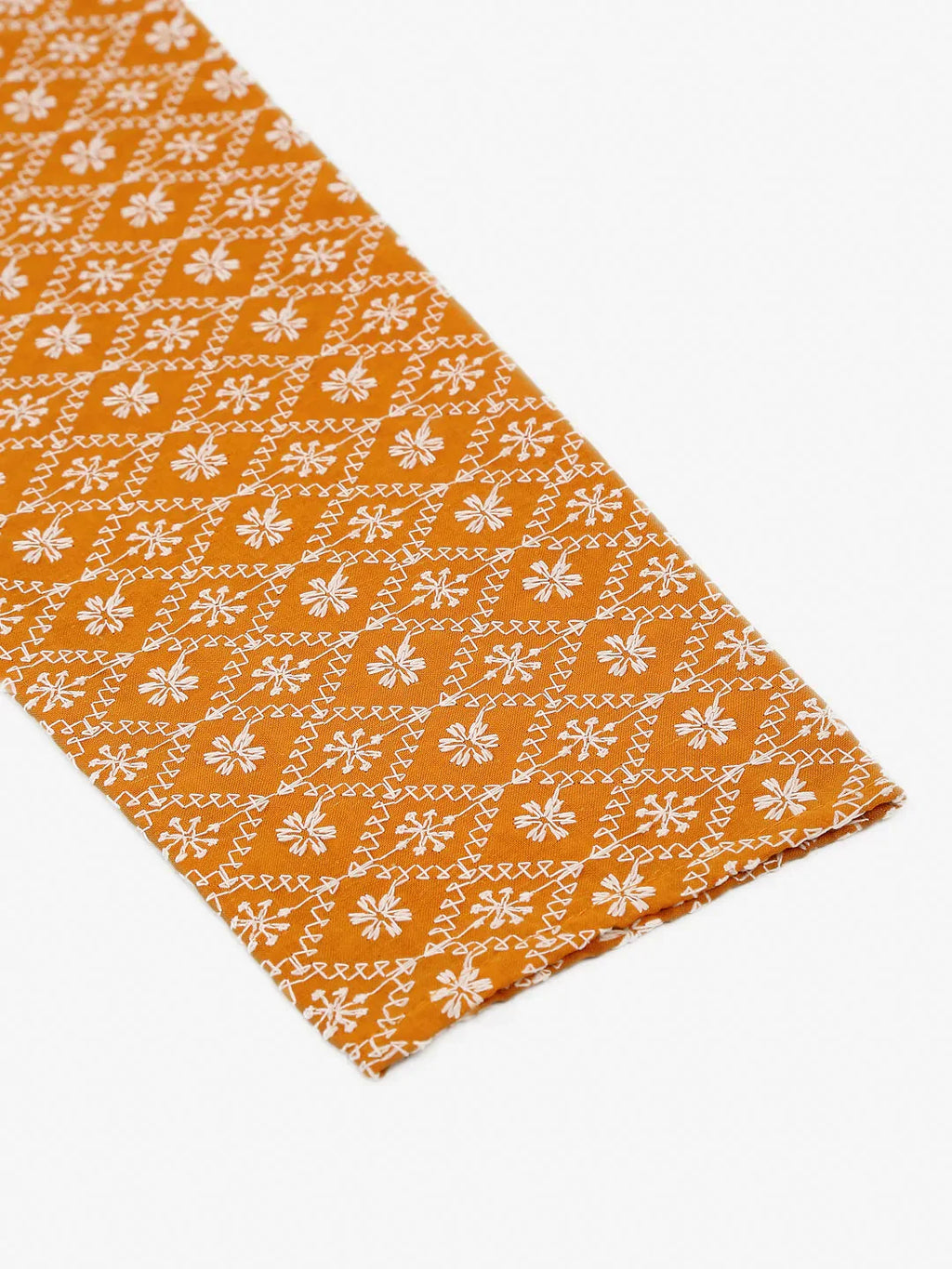 Jompers Men's Mustard & White Embroidered Straight Kurta | Grocsy