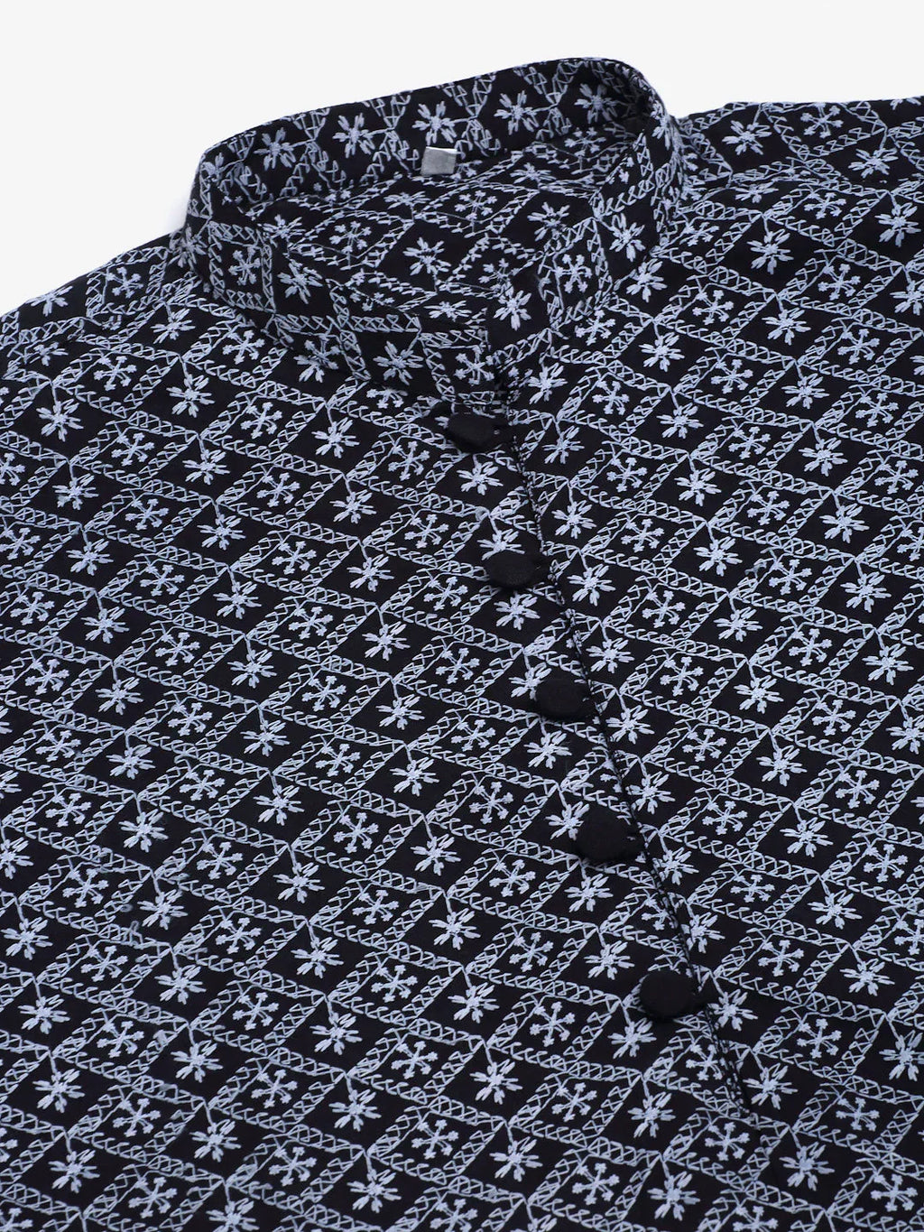 Jompers Men's Navy Blue & White embroidered Straight Kurta | Grocsy