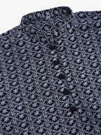 Jompers Men's Navy Blue & White embroidered Straight Kurta | Grocsy