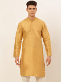 Jompers Men's Solid Dupion Silk Kurta - Dark-Golden | Grocsy