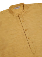 Jompers Men's Solid Dupion Silk Kurta - Dark-Golden | Grocsy