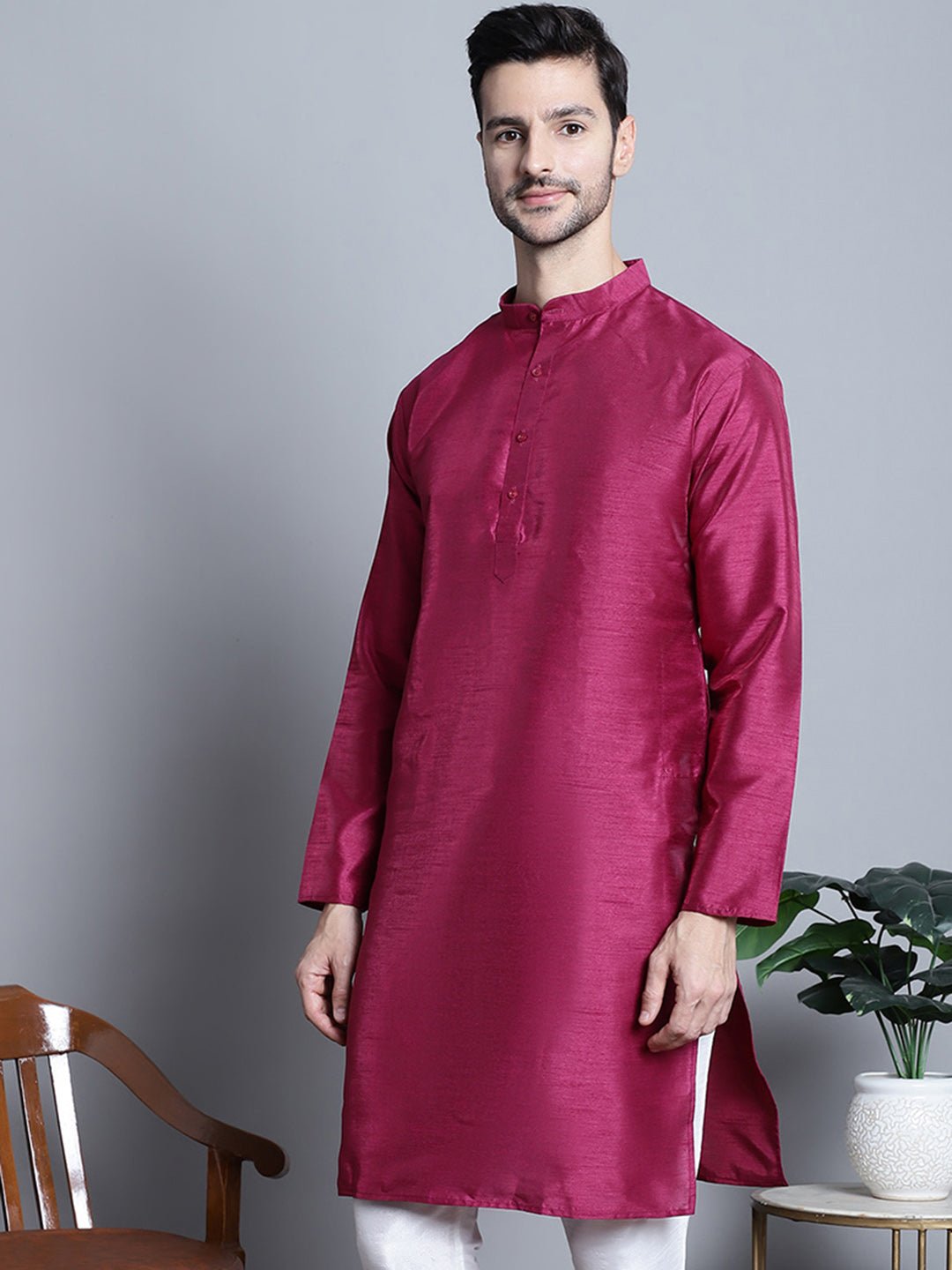 Jompers Men's Purple Dupion Silk Kurta Only | Grocsy