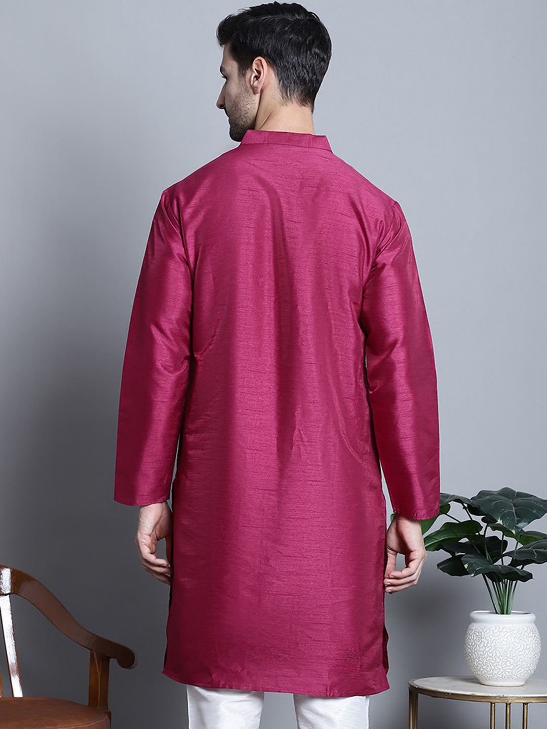 Jompers Men's Purple Dupion Silk Kurta Only | Grocsy