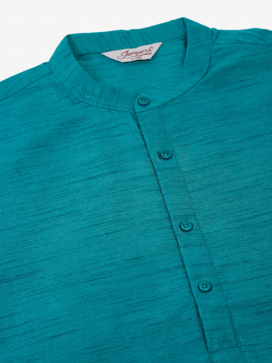Jompers Men's Solid Dupion Silk Kurta - Teal | Grocsy